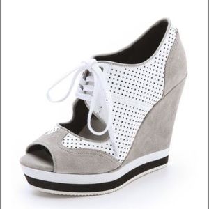 Luxury Rebel Dexter Wedge Sneaker in White + Grey